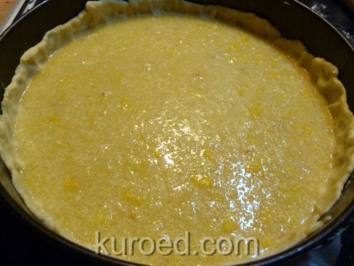 Лимонный пирог, пошаговое приготовление - начинку вылить в корзинку