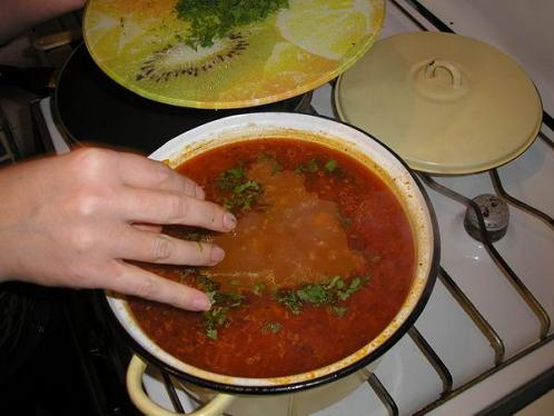 Суп харчо, пошаговое - добавить зелень