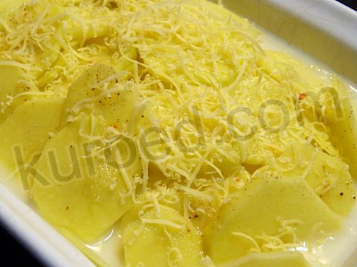 Gratin dauphinois, пошаговое приготовление - картофель залить молоком