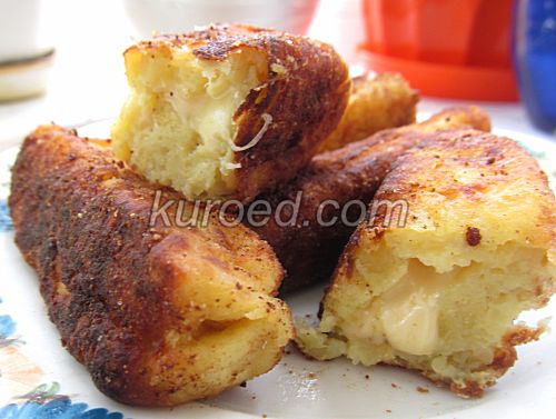 Картофельные пирожки с сыром, срез