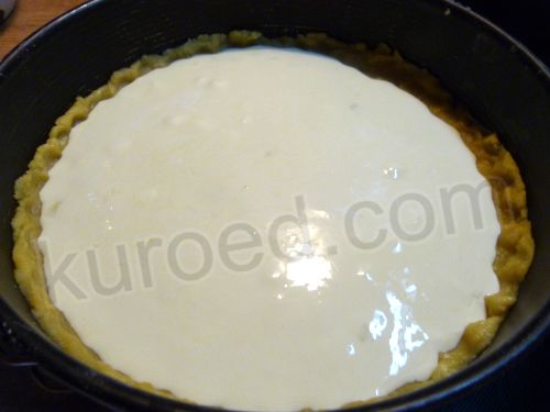 Пирог Клюква в сливках, пошаговое приготовление  - В "тестяную корзиночку"  вылить сливочный крем