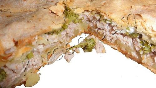 пирог со свининой и брокколи, пошаговое приготовление  - выпекать  до золотистого цвета