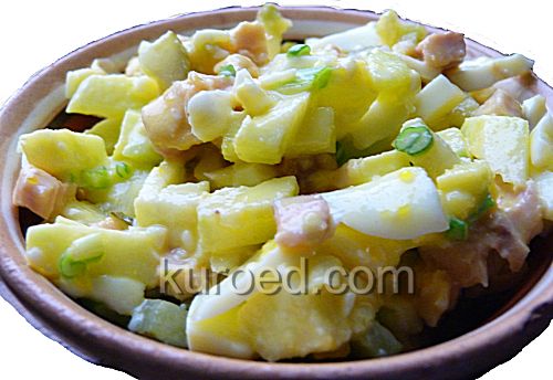 Салат из индейки с с зеленым луком и яблоками