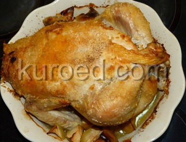 Курица запеченная с рисом и яблоками