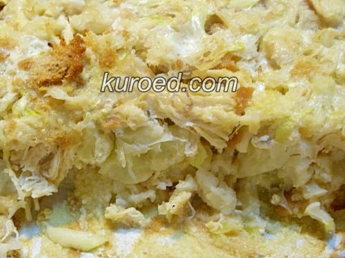 Диетическая запеканка из вареной курицы с  овощами